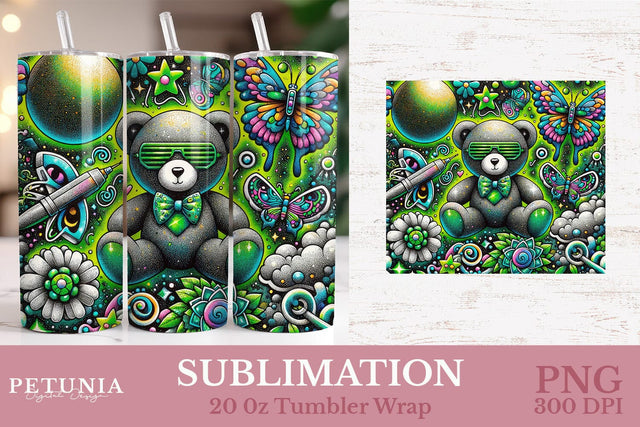 Retro 80s | 20oz Skinny Tumbler Wrap Sublimation PNG Design Sublimation Petunia Digital Design 