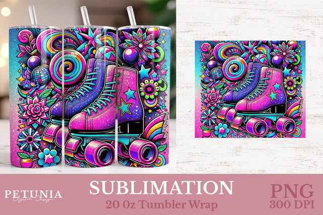 Retro 80s | 20oz Skinny Tumbler Wrap Sublimation PNG Design Sublimation Petunia Digital Design 