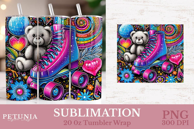 Retro 80s | 20oz Skinny Tumbler Wrap Sublimation PNG Design Sublimation Petunia Digital Design 
