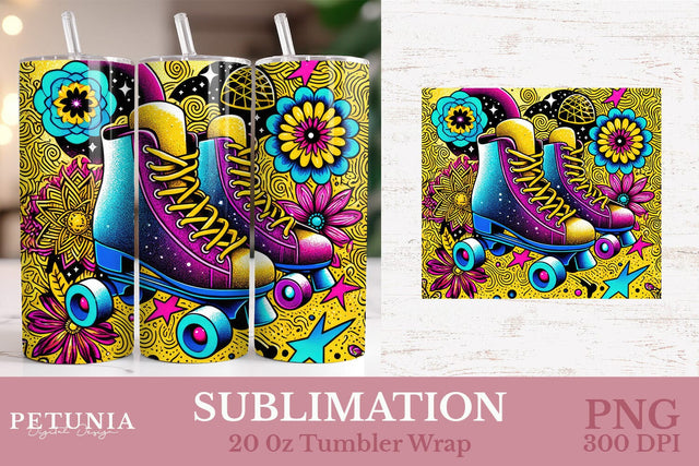 Retro 80s | 20oz Skinny Tumbler Wrap Sublimation PNG Design Sublimation Petunia Digital Design 