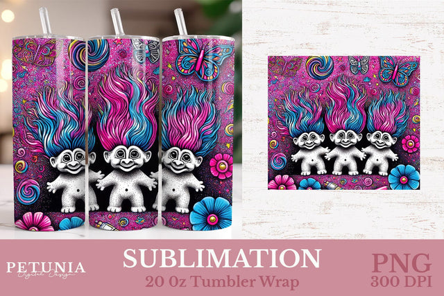 Retro 80s | 20oz Skinny Tumbler Wrap Sublimation PNG Design Sublimation Petunia Digital Design 
