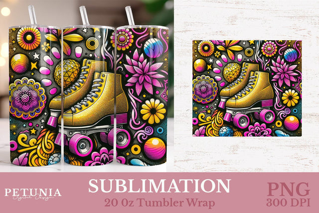 Retro 80s | 20oz Skinny Tumbler Wrap Sublimation PNG Design Sublimation Petunia Digital Design 