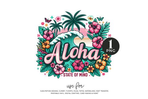 Retro Aloha Sublimation PNG, Tropical Hawaii Clipart Sublimation BijouBay 