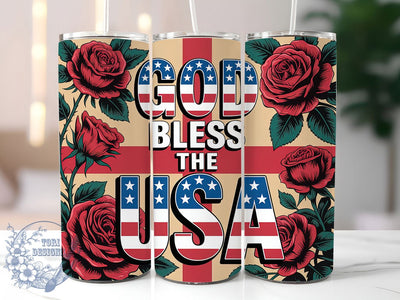 Retro America Faith Roses 20oz Tumbler, Faith Patriotic Design, God Bless USA, Red Roses Wrap, Sublimation Wrap, 20oz Tumbler Design, PNG Tumbler Wrap, Independence Day Sublimation ToriDesigns 