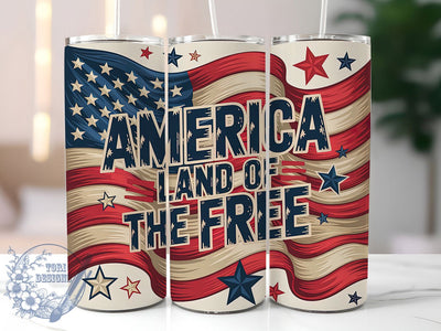 Retro America Free 20oz Tumbler Wrap, Land Of The Free, Patriotic Wrap, Sublimation Wrap, 20oz Tumbler Design, PNG Tumbler Wrap, Independence Day Sublimation ToriDesigns 