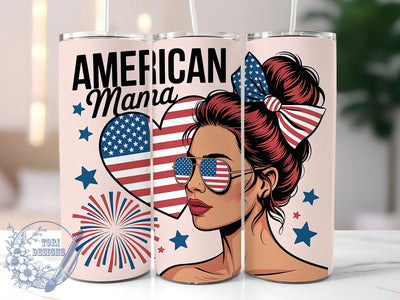 Retro America Mama 20oz Tumbler Wrap, American Mama Design, Patriotic Wrap, Sublimation Wrap, 20oz Tumbler Design, PNG Tumbler Wrap, Independence Day Sublimation ToriDesigns 