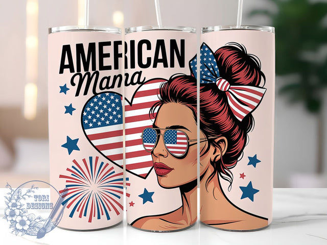 Retro America Mama 20oz Tumbler Wrap, American Mama Design, Patriotic Wrap, Sublimation Wrap, 20oz Tumbler Design, PNG Tumbler Wrap, Independence Day Sublimation ToriDesigns 
