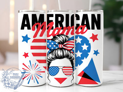 Retro America Mama 20oz Tumbler Wrap, American Mama Design, Patriotic Wrap, Sublimation Wrap, 20oz Tumbler Design, PNG Tumbler Wrap, Independence Day Sublimation ToriDesigns 