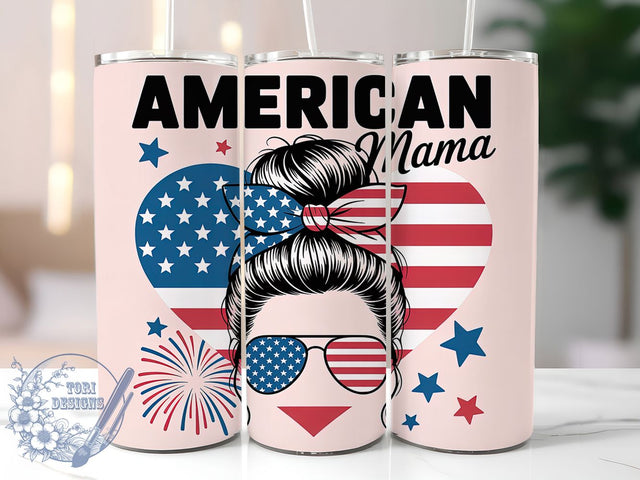 Retro America Mama 20oz Tumbler Wrap, American Mama Design, Patriotic Wrap, Sublimation Wrap, 20oz Tumbler Design, PNG Tumbler Wrap, Independence Day Sublimation ToriDesigns 