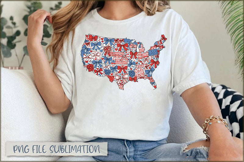 Retro America USA Map 4th of July PNG Sublimation Shetara Begum 