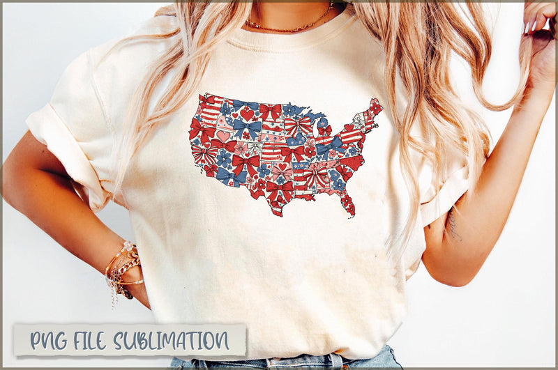 Retro America USA Map 4th of July Sublimation Sublimation Shetara Begum 