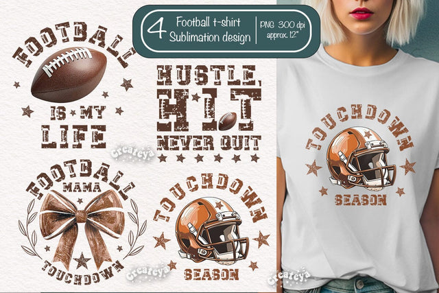 Retro American Football PNG Sublimation t-shirt design Football mama Coquette Bow png Game Day Touchdown season Sublimation Createya Design 