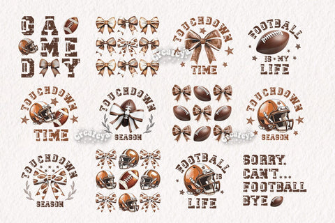 Retro American Football PNG Sublimation t-shirt design Football mom Coquette Bow png Game Day Touchdown Sublimation Createya Design 