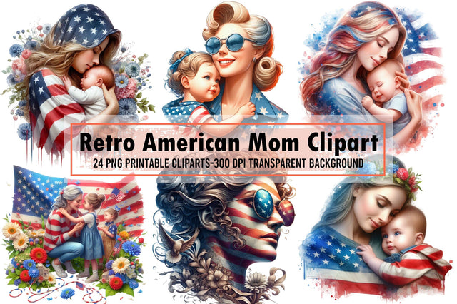 Retro American Mom Sublimation Clipart Sublimation designartist 