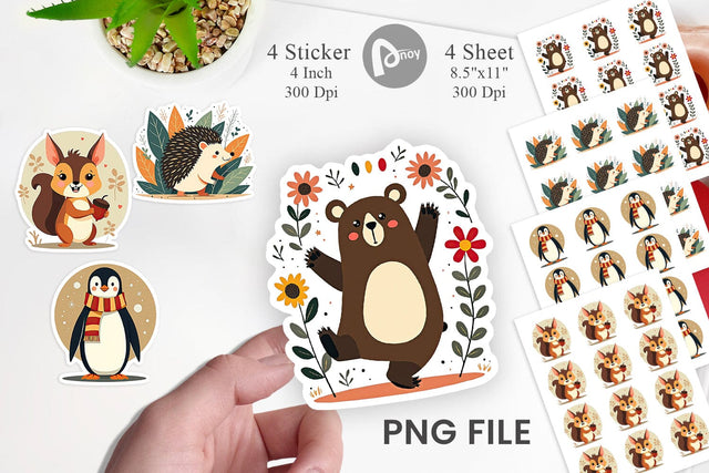 Retro Animal Charm Sticker Sublimation artnoy 
