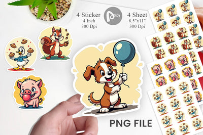 Retro Animal Rascals Sticker Sublimation artnoy 