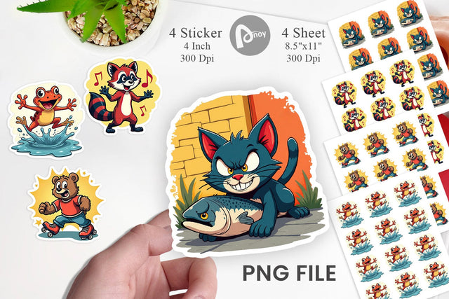 Retro Animal Rascals Sticker Sublimation artnoy 