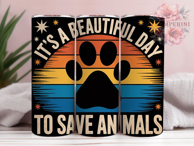 Retro Animal Rescue 20oz Tumbler, Animal Rescue Wrap, Save Animals Quote, Wildlife Lover Sublimation, 20oz Tumbler PNG, Inspirational Animal Design, Humane Lifestyle Sublimation Sublimation Li Zamperini 
