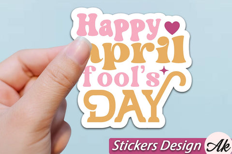 Retro April Fools Day Stickers SVG Bundle SVG akazaddesign 