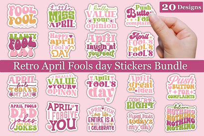 Retro April Fools Day Stickers SVG Bundle SVG akazaddesign 