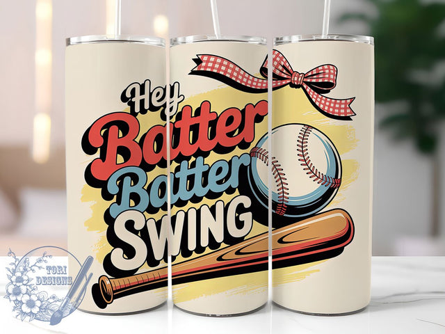 Retro Baseball Batter Swing 20oz Tumbler, Hey Batter Batter Swing, Sublimation Wrap, 20oz Tumbler Design, Sports Gift, PNG Tumbler Wrap, Baseball Theme Sublimation ToriDesigns 