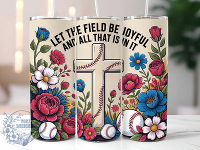 Retro Baseball Joyful Field 20oz Tumbler, Joyful Field Quote, Sublimation Wrap, 20oz Tumbler Design, Sports Gift, PNG Tumbler Wrap, Baseball Theme Sublimation ToriDesigns 