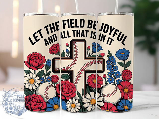 Retro Baseball Joyful Field 20oz Tumbler, Joyful Field Quote, Sublimation Wrap, 20oz Tumbler Design, Sports Gift, PNG Tumbler Wrap, Baseball Theme Sublimation ToriDesigns 
