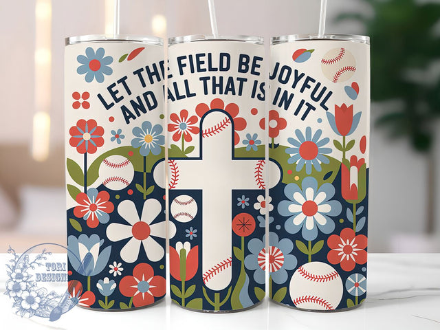 Retro Baseball Joyful Field 20oz Tumbler, Joyful Field Quote, Sublimation Wrap, 20oz Tumbler Design, Sports Gift, PNG Tumbler Wrap, Baseball Theme Sublimation ToriDesigns 