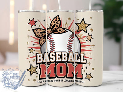 Retro Baseball Mom Proud 20oz Tumbler, Baseball Mom Design, Louder & Prouder Mom, Sublimation Wrap, 20oz Tumbler Design, PNG Tumbler Wrap, Sports Mom Sublimation ToriDesigns 