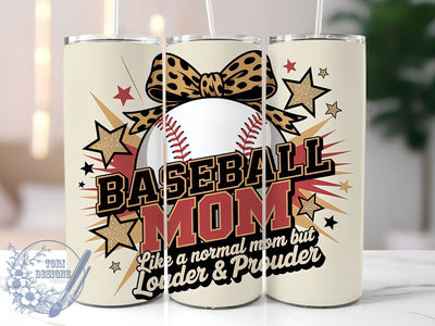 Retro Baseball Mom Proud 20oz Tumbler, Baseball Mom Design, Louder & Prouder Mom, Sublimation Wrap, 20oz Tumbler Design, PNG Tumbler Wrap, Sports Mom Sublimation ToriDesigns 