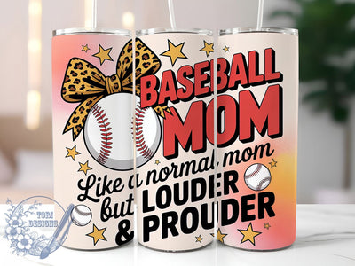 Retro Baseball Mom Proud 20oz Tumbler, Baseball Mom Design, Louder & Prouder Mom, Sublimation Wrap, 20oz Tumbler Design, PNG Tumbler Wrap, Sports Mom Sublimation ToriDesigns 