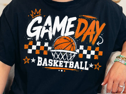 Retro Basketball Game Day PNG, Checkered Lightning Bolt T-Shirt Desig SVG DesignDestine 