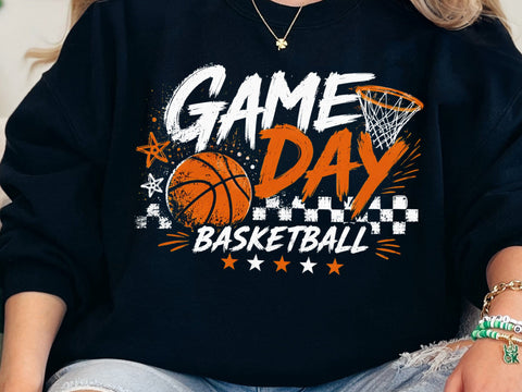 Retro Basketball Game Day PNG, Checkered Lightning Bolt T-Shirt Desig SVG DesignDestine 