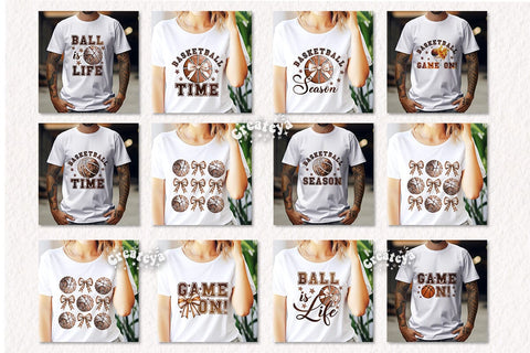 Retro Basketball quote Bundle Basketball mom sublimation t-shirt design Basketball and Bows png Coquette Sublimation Createya Design 