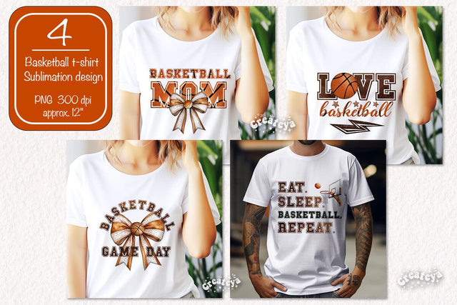 Retro Basketball quote Bundle sublimation t-shirt design Basketball and Bows png Game day Basketball mom Sublimation Createya Design 