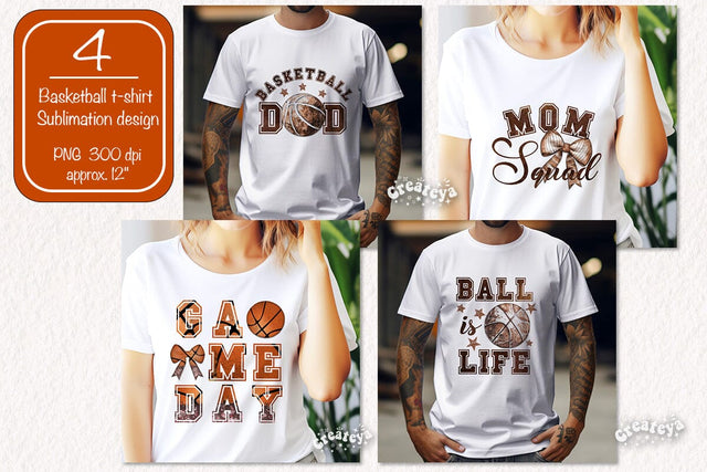Retro Basketball quote Bundle sublimation t-shirt design Basketball Dad png Basketball Game day Sublimation Createya Design 