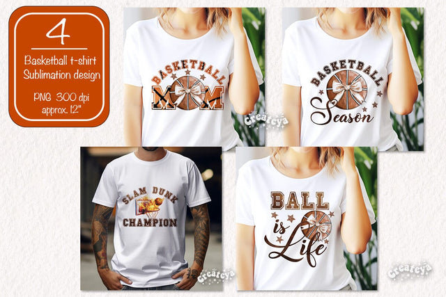Retro Basketball quote Bundle sublimation t-shirt design Basketball season png Basketball mom Sublimation Createya Design 