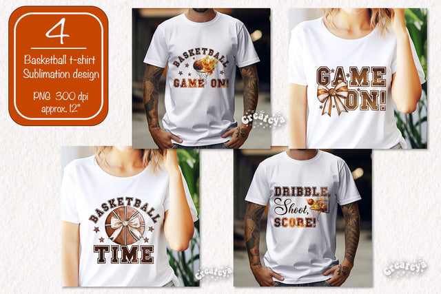Retro Basketball quote Bundle sublimation t-shirt design Basketball Time png Basketball Game on Sublimation Createya Design 