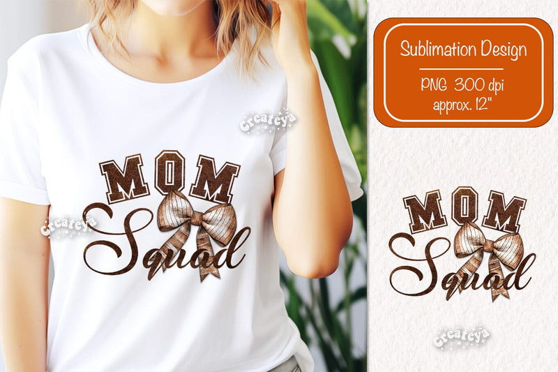 Retro Basketball quote Mom squad sublimation t-shirt design Basketball and Bows png Coquette Sublimation Createya Design 