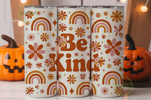 Retro Be Kind Floral 20oz Tumbler Wrap Sublimation PixelChick 