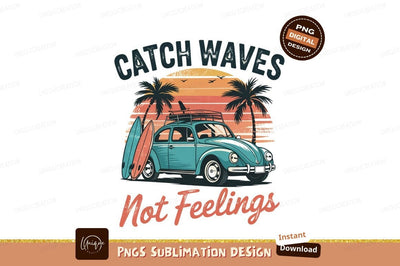 Retro Beach Car With Surfboards Illustration Sublimation Designangry 