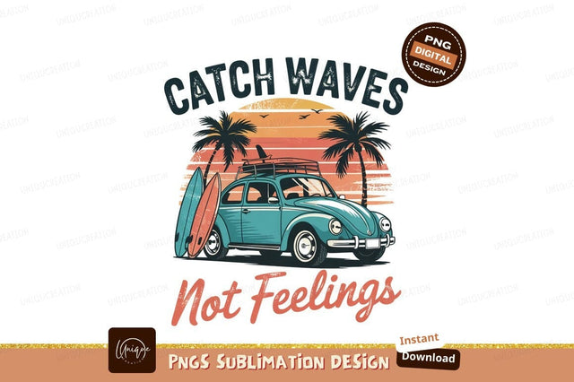 Retro Beach Car With Surfboards Illustration Sublimation Designangry 