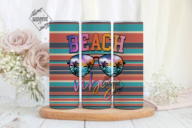 Retro Beach Vibes Sunglasses Vacation 20 oz Skinny Tumbler Sublimation Design Digital Download PNG Instant DIGITAL ONLY, Tumbler Wrap Sublimation sassyprint 