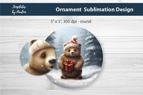 Retro Bear Christmas Ornament Design for Sublimation Sublimation Templates by Pauline 