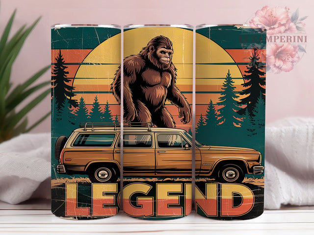 Retro Bigfoot Sasquatch Tumbler Wrap, Sasquatch PNG Design, Retro Bigfoot Wrap, Legend Tumbler Sublimation, 20oz Bigfoot Tumbler, Forest Sasquatch Art, Cryptid Tumbler Design Sublimation Li Zamperini 