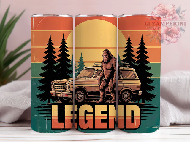 Retro Bigfoot Sasquatch Tumbler Wrap, Sasquatch PNG Design, Retro Bigfoot Wrap, Legend Tumbler Sublimation, 20oz Bigfoot Tumbler, Forest Sasquatch Art, Cryptid Tumbler Design Sublimation Li Zamperini 
