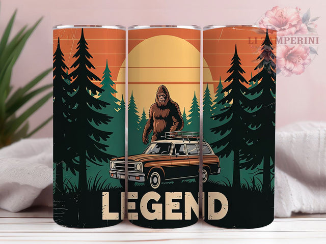 Retro Bigfoot Sasquatch Tumbler Wrap, Sasquatch PNG Design, Retro Bigfoot Wrap, Legend Tumbler Sublimation, 20oz Bigfoot Tumbler, Forest Sasquatch Art, Cryptid Tumbler Design Sublimation Li Zamperini 