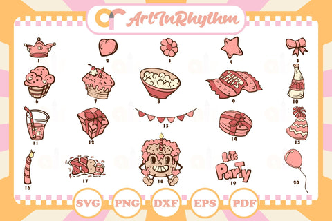 Retro Birthday Clipart, Birthday Svg Bundle, Birthday Svg, Birthday Svg Cut Files SVG Artinrhythm shop 