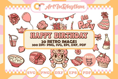 Retro Birthday Clipart, Birthday Svg Bundle, Birthday Svg, Birthday Svg Cut Files SVG Artinrhythm shop 