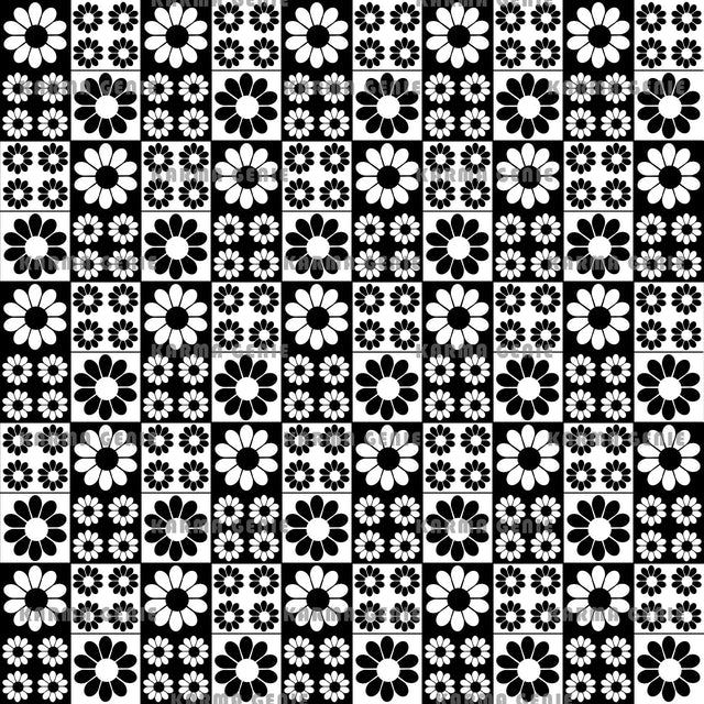 Retro Black and White Daisy Flowers And Rectangles Sixties Pattern Digital Paper Digital Pattern Karma Genie Graphics 